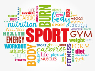 Fototapeta premium SPORT word cloud, fitness, health concept