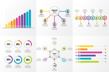 Set Of Infographics Elements Vector Design Template. Business Data Visualization Infographics Timeline with Marketing Icons most useful can be used for workflow, presentation, diagrams, reports