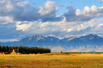 Obraz premium Golden Autumn at the foot of the Sayan Mountains