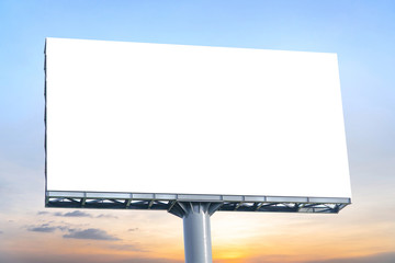 Obraz premium Billboard - Large Blank Billboard with empty screen and beautiful cloudy sky for outdoor advertising poster,Copy space banner ready for your advertisement design or mock up text.Business Concept.