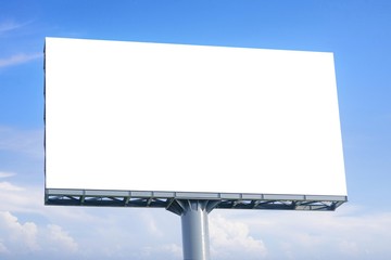 Billboard - Large Blank Billboard with empty screen and beautiful cloudy sky for outdoor advertising poster,Copy space banner ready for your advertisement design or mock up text.Business Concept.