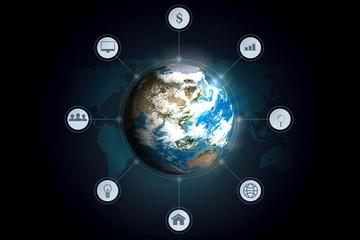 disruptive technologies that changed the world.disruption concept.Texture map courtesy of NASA.