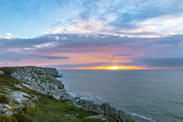 Fototapeta na wymiar Bretagne - Küste - Sonnenuntergang - Halbinsel