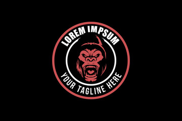 aggressive gorilla silverback badge round logo vector template