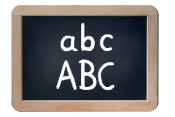 Obraz premium Illustration auf einer Schultafel mit handgeschriebenem Text abc ABC