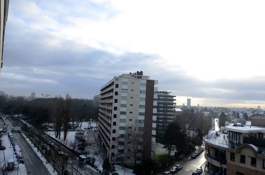 Bruxelles : Quartier Edmond Machtens sous la neige (Molenbeek-Saint-Jean)
