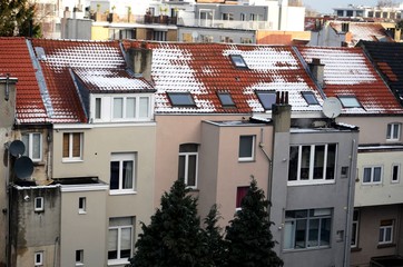 Bruxelles : Quartier Edmond Machtens sous la neige (Molenbeek-Saint-Jean)
