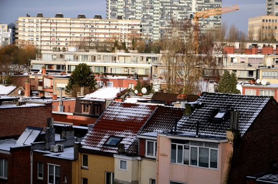 Bruxelles : Quartier Edmond Machtens sous la neige (Molenbeek-Saint-Jean)
