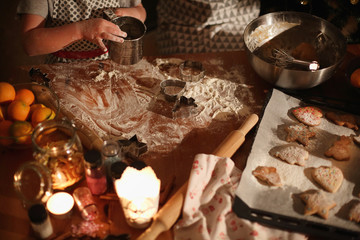 preparation of ginger biscuits with a child.