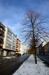 Bruxelles : Quartier Edmond Machtens sous la neige (Molenbeek-Saint-Jean)
