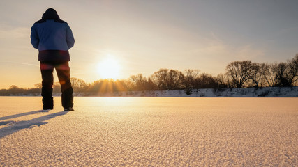 Man walking on snow