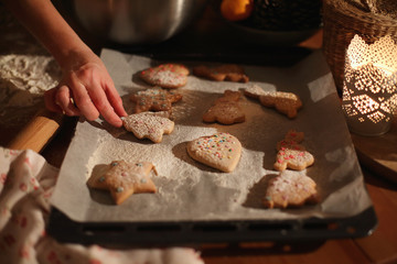 preparation of ginger biscuits with a child.