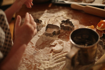 preparation of ginger biscuits with a child.