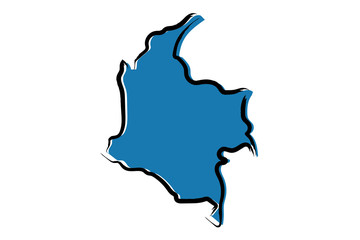 Stylized blue sketch map of Colombia