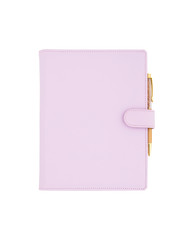 pink notebook on white background