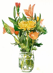 flower in vase watercolor