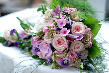 Pink wedding bouquet roses