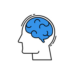 Head icon, line flat design. Vector illustration