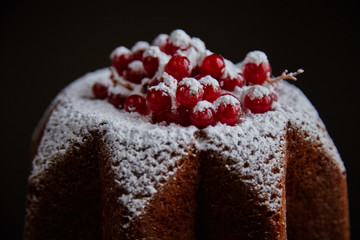Ingredients for baking cake stuffed with fresh cherry pie. Female preparing cherry pie. Rustic dark style. See series recipe step on step. Womans hands. Recipe for homemade pie on short pastry 