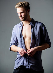 Bohemian sexy body. Confident and attractive. Watch me. Time change clothes. Man handsome sexy...