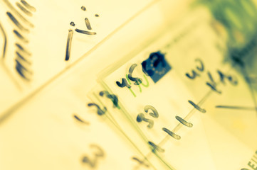 Double exposure Stock market display or forex trading graph and candlestick chart on dollar banknote