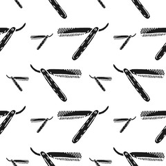 straight razor vector seamless pattern