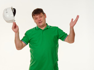emotion man foreman on a white background