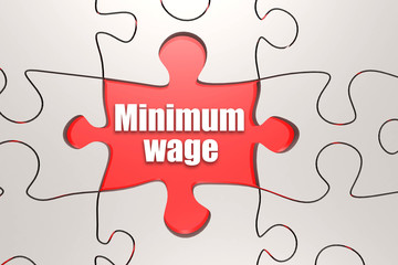 Minimum wage word on jigsaw puzzle