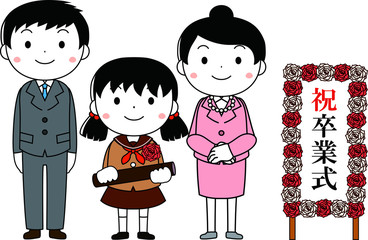 Cute Young Parent and child in the graduation ceremony