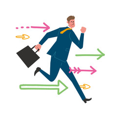  ビジネスマン　手描き　矢印　イラスト