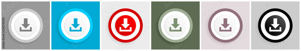 Poster Download icon set, vector illustrations in 6 options for web design and mobile applications