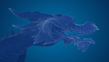 symbol of chinese new year. long flying dragon kite. vector 3d illustration