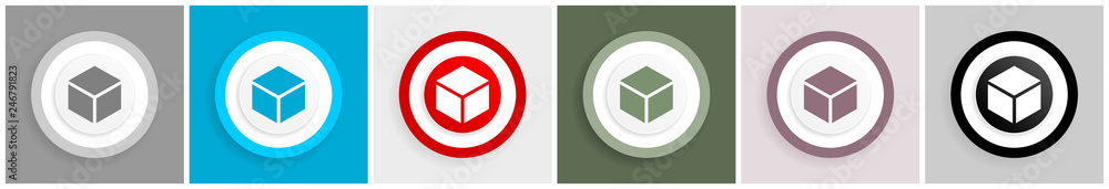 Poster box icon set, vector illustrations in 6 options for web design and mobile applications