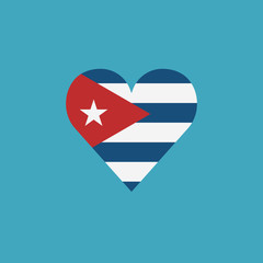 Cuba flag icon in a heart shape in flat design. Independence day or National day holiday concept.