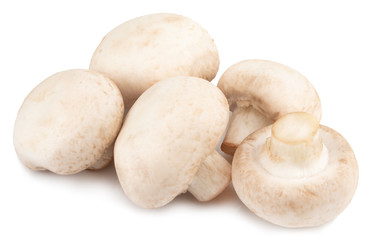  champignon mushrooms isolated on white background, with clipping path