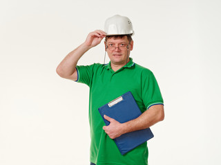 emotion man foreman on a white background