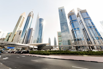 Fototapeta na wymiar Sheikh Zayed Road and skyscaper in Dubai