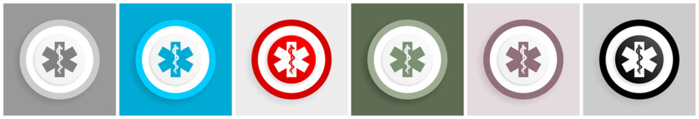 Obraz premium Emergency icon set, vector illustrations in 6 options for web design and mobile applications