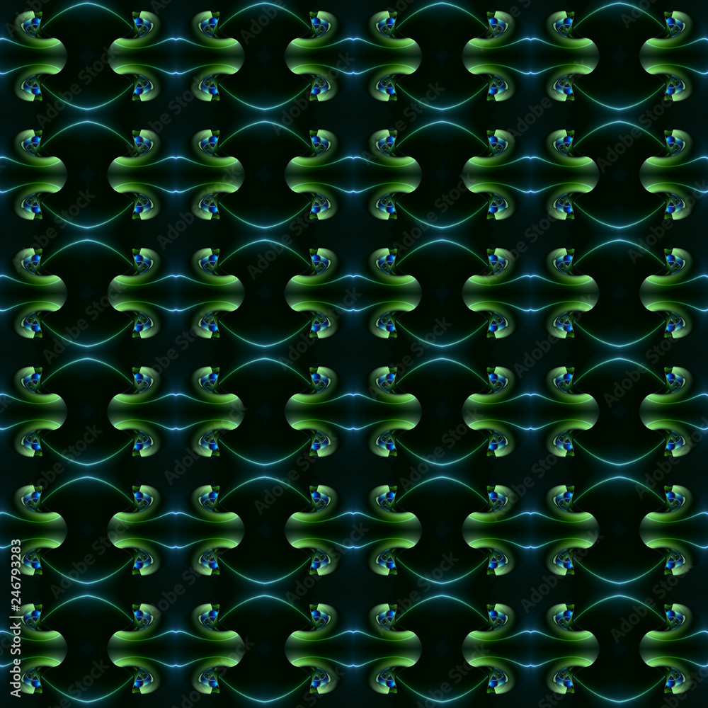 Poster Abstract 3d computer generated unique green fractals patterns background