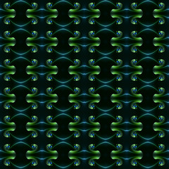Abstract 3d computer generated unique green fractals patterns background