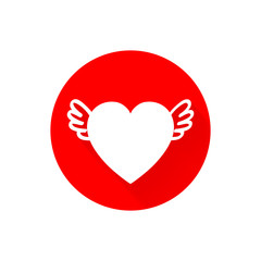 The red heart icon design with shadow