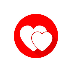 The red heart icon design with shadow