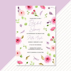 bridal shower invitation with watercolor flower background