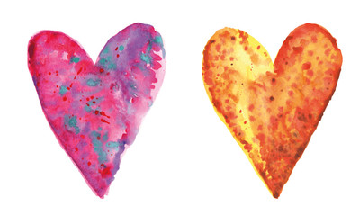 Fantastic hearts. Watercolor vector illustration