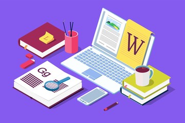 Isometric Concept for Blog, Blogging concept, post, content strategy, social media, chatting. Vector illustration for web page, social media, documents, cards, posters.