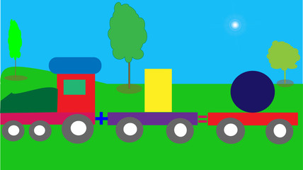 Tram with square and circle