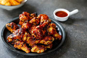 Barbecue chicken wings with sauce