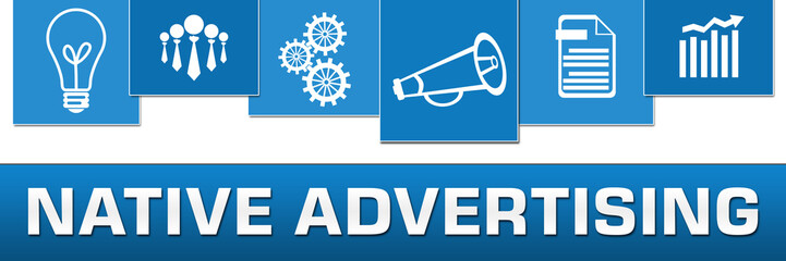 Native Advertising Business Symbols Blue On Top Horizontal 