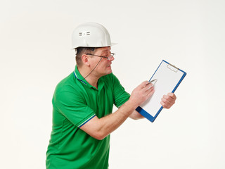 emotion man foreman on a white background