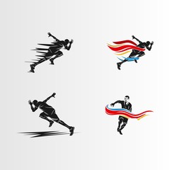 Running Man Set silhouette Illustration Vector Logo